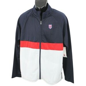 K-Swiss Men's Black and White Jacket with Red Stripe